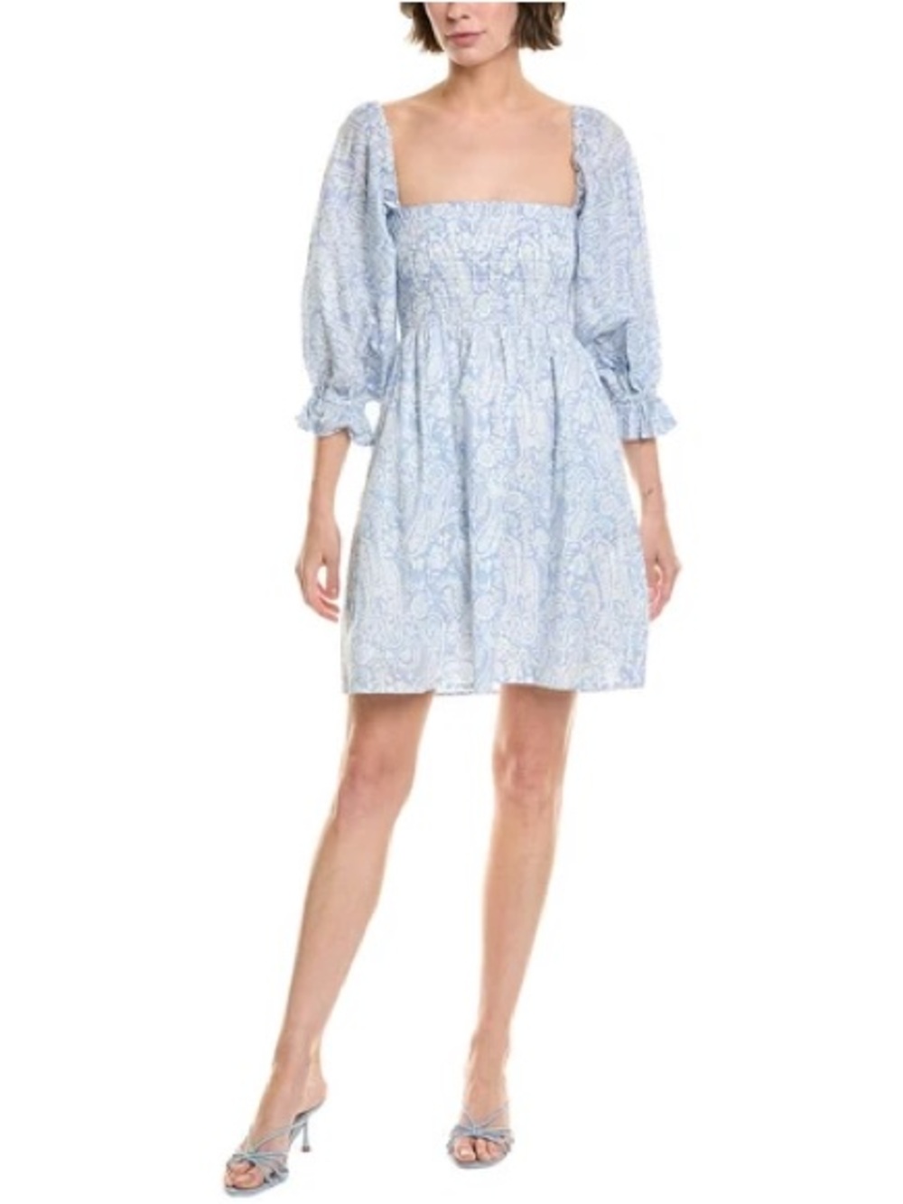 Kourt Portia Mini Dress in Pale Blue Paisley
